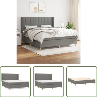 Produktbild von The Living Store Boxspringbett mit Matratze Dunkelgrau 180x200 cm Stoff