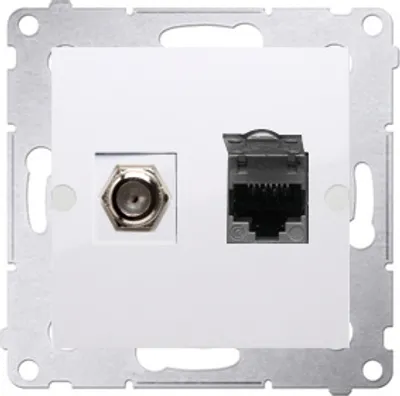 Immagine prodotto di Tipo F + presa RJ45 cat.6 bianco DASFRJ45.01/11 SIMON 54