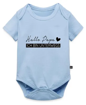 Produktbild von Spreadshirt Hallo Papa Ich Bin Unterwegs Kurzarm Tages Baby Body, 68 (3-6 M.), Hellblau