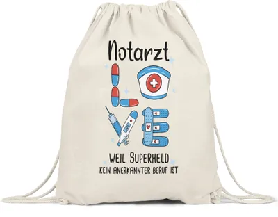 Produktbild von Ich Bin Notarzt Weil Superheld Kein Anerkannter Job Ist Turnbeutel Gymsack  Geschenk Danke Sagen