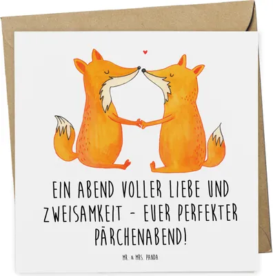 Produktbild von Mr. & Mrs. Panda Gutschein Perfekter Pärchenabend - Weiß - Geschenk, Gutscheinkarte, Einkaufsgutschein, romantische Stunden, Freude machen, Geschenkkarte, Nähe, Karte