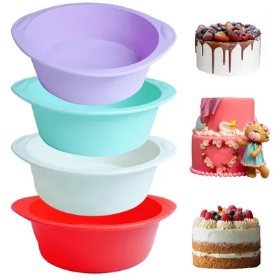 Immagine prodotto di Set di 4 stampi in silicone da 15 cm, rotondi, antiaderenti, adatti per friggitrici ad aria, disponibili in vari colori