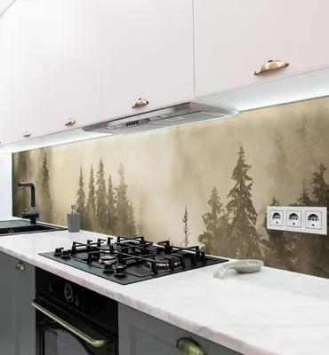 Produktbild von Küchenrückwand selbstklebend Nebelverhüllter Wald Spritzschutz Folie 220 x 60cm