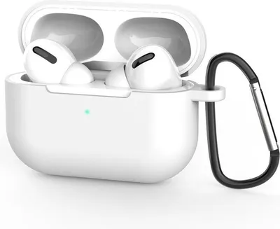 Obrázek produktu pro Pouzdro Jumadas pro sluchátka Apple AirPods – "Vhodné" pro AirPods Pro – Měkké pouzdro – Bílé – Ochranné pouzdro – S háčkem a ochranou proti ztrátě