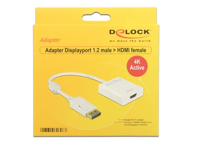 Obrázek produktu pro DeLOCK 62608, 0,2 m, DisplayPort, HDMI Typ A (standardní), Samec, Samice, Zlato