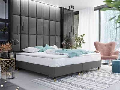 Obrázek produktu pro Manželská čalouněná postel s matrací 180x200 NECHLIN 5 - šedá