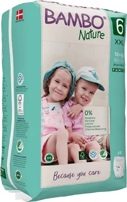 Produktbild von Bambo Nature 1000019259, Junge/Mädchen, Hosenwindel, 16 kg, Weiß, Tag & Nacht, 18 Stück(e)