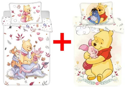 Produktbild von Disney Winnie Puuh mit Ferkel I-Aah Kinderbettwäsche 100x135 cm, 2er Bettwäsche-Set
