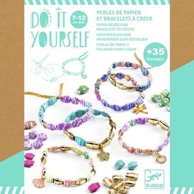 Produktbild von DIY-Workshop zur Herstellung von Armbändern mit Papierperlen und goldenen Details