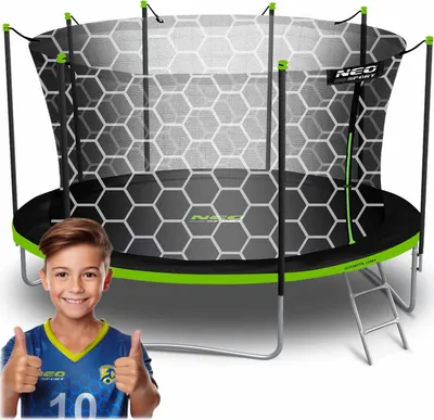 Produktbild von Neo-Sport Gartentrampolin für Kinder – Ø 465 cm (15 FT), mit Innennetz & Leiter, Grün