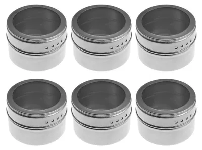 Productafbeelding van Set van 6 Magnetische Kruidenpotjes van Roestvrij Staal