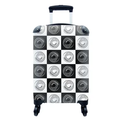 Produktbild von MuchoWow® Koffer Handgepäck Trolley Rollkoffer Kleine Reisekoffer mit 4 Rollen - Muster - Schachbrett - Schwarz und Weiß - Cabin Size < 55x40x23 cm & 55x40x20 cm - Fotokoffer - Kabinenkoffer - Boardgepäck - Reise-Box - Reisekoffer - Reisegepäck - Koffer mit Bild - Trolley für Kinder