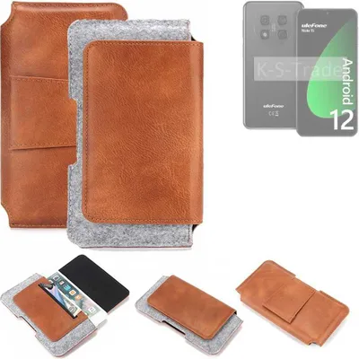 Produktbild von K-S-Trade Handyhülle Schutzhülle kompatibel mit Ulefone Note 15 Gürteltasche Holster Gürtel Tasche Smartphone Tasche Handy Hülle Polyurethan+ Filz, braun