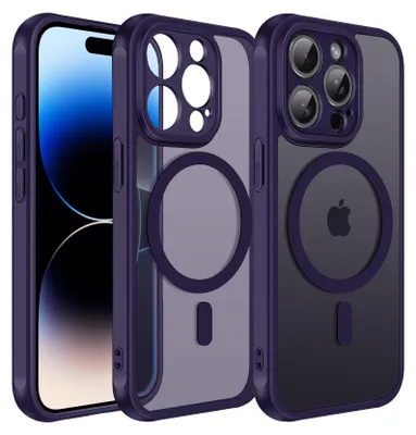 Immagine prodotto di Custodia magnetica per iPhone 14 Pro Custodia protettiva Magsafe Telaio in TPU antiurto forte anello magnetico, viola