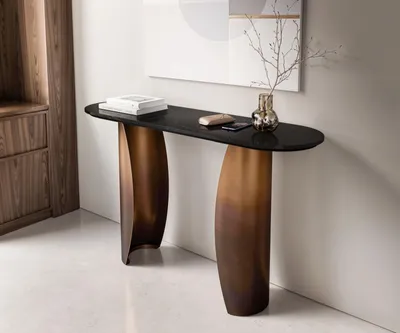 Produktbild von DELIFE Konsolentisch Solena 135x40 cm Marmor Schwarz Silber Metall Gold Ombre