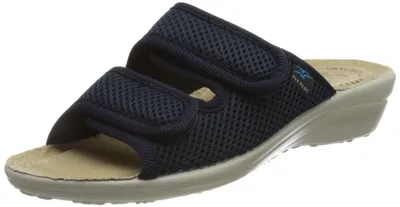 Produktbild von Fly Flot Damen Pantolette dunkelblau mit zwei Klettverschlüssen 41