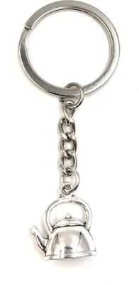 Produktbild von Onwomania Schlüsselanhänger Teekanne Pot Tee Silber Metall Anhänger Charm