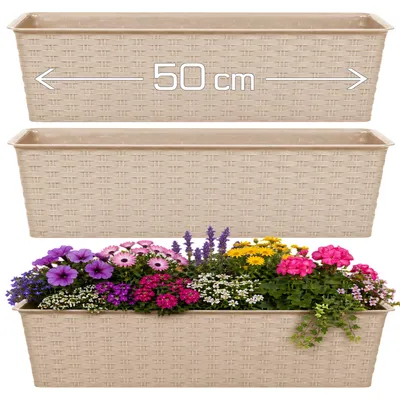 Produktbild von 3 Blumenkasten Balkonkasten Pflanzkasten Balkonkästen Set Mocca Braun 50cm