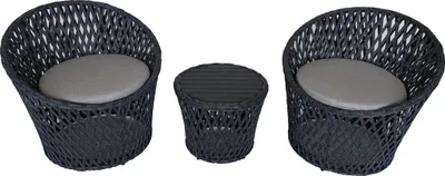 Produktbild von Balkongarnitur RUA 3tlg. Balkonset Gartenset Tisch aus Akazienholz schwarz