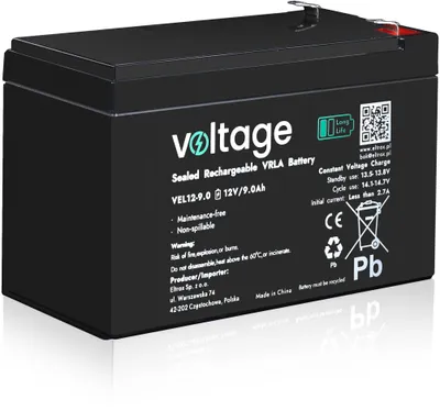 Image de Batterie AGM Voltage Long Life 12V 9Ah VEL12-9.0 (durée de vie 15 ans)