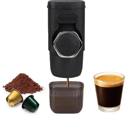 Image de Cafetière portable, petite cafetière de voyage 2-en-1 pour café moulu et capsules, àmanuelle, petite cafetière portable de 15 bars pour le camping et les voyages