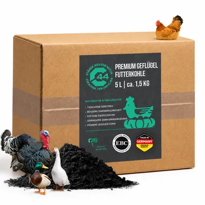 Produktbild von Futterkohle für Hühner & Geflügel - 5L | EBC-e Premium-Kohle Unterstützung für Darmflora, Nährstoffaufnahme & Stallhygiene - C44-Zittau