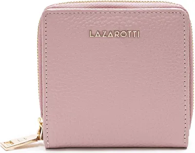 Zdjęcie produktu dla Portfel skórzany Lazarotti Bologna Leather Zip Wallet With 6 Card Slots Pink różowy
