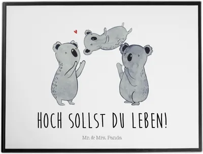 Produktbild von Mr. & Mrs. Panda Schreibunterlage Koalas Feiern - Weiß - Geschenk, schreibtischunterlage, bastelunterlage, büro, Happy Birthday, Herz, schreibtischunterlagen, Geburtstag