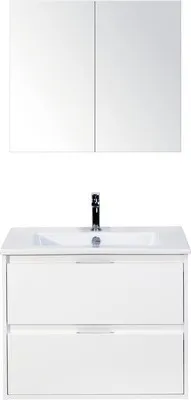 Produktbild von Sanox Badmöbel-Set Porto BxHxT 71 x 170 x 51 cm Frontfarbe weiß mit Waschtisch Keramik weiß, Waschtischunterschrank und