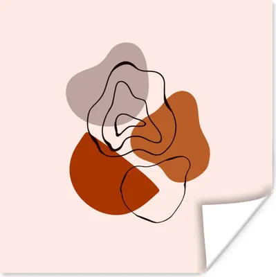 Produktbild von MuchoWow® Poster Strichzeichnung - Abstrakt - Rosa 50x50 cm - Wohnzimmerdekoration