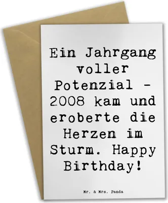 Produktbild von Mr. & Mrs. Panda babykarte Spruch 2008 Geburtstag - Weiß - Geschenk, magische Augenblicke, glückwunschkarten, Grußkarten, dankeskarten, Happy Birthday, Alter, osterkarten
