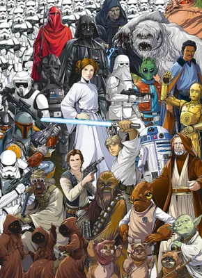 Zdjęcie produktu dla Disney fototapeta Klasyczny kolaż z kreskówek GWIEZDNE WOJNY wielokolorowym - 611072 - 184 x 254 cm