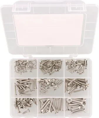 Image de MARINETECH Assortiment de vis à tôle, 8152174121, tête bombée, A4, DIN 7982, 3,5-5,5 mm, 200 pièces