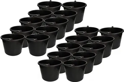 Image de KOTARBAU Lot de 20 seaux de chantier 16L en plastique Seau à plâtre Seau à mortier Seau à ciment Seau à eau Seau de jardin Seau en plastique Noir