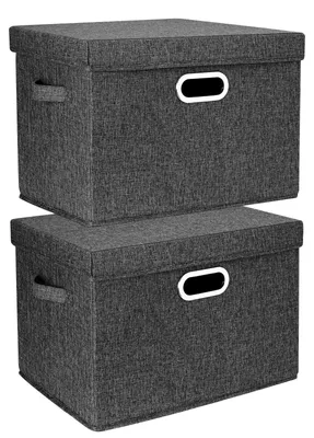 Produktbild von Große Aufbewahrungsbox mit Deckel, Stoff, faltbar, waschbar, 44 x 30 x 29 cm