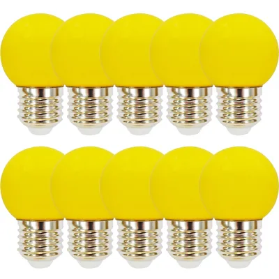 Produktbild von 10 x LED Leuchtmittel Tropfen Kugel 2W E27 360° GELB.