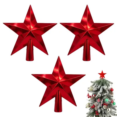 3 Mini-Weihnachtssterne, glänzend, 4,5 cm, für kleine Bäume