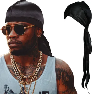 Produktbild von Weltkulturen Kopfbedeckung Karneval Traditionelles Stilvolles Ornament Bandana Accessoire Schwarz, Farbe: Schwarz