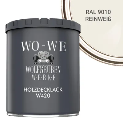 Produktbild von Holzfarbe Holzlack Holzanstrich Holzbeschichtung W420 - Reinweiß RAL 9010 - 750ml