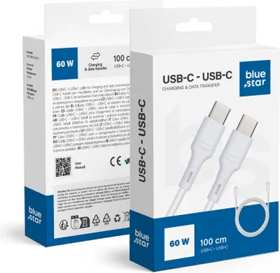 Productafbeelding van Blue Star, USB-C kabel, 60W snelladen en synchroniseren, wit