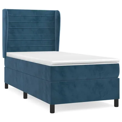 Image de vidaXL Lit boxspring avec matelas bleu foncé 90x200 cm velours