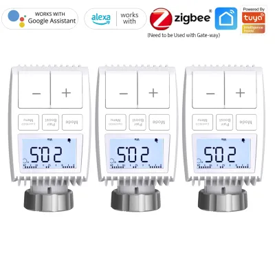 Obrázek produktu pro 3X ZigBee3.0 Smart Home Radiátorový termostat Termostatický ventil Tuya Programovatelný radiátorový ventil APP Control Hlasové ovládání Termostat Topení Kompatibilní s Amazon Alexa Google Home