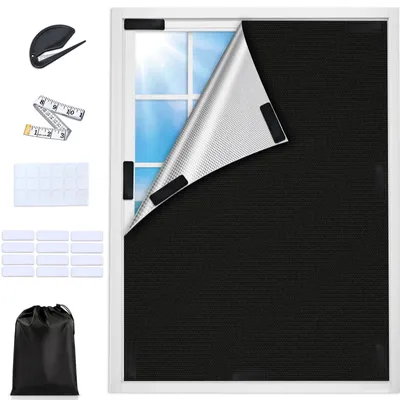 Produktbild von Dachfenster Rollo Verdunkelung, selbstklebender Sonnenschutz Vorhang ohne Bohren, zuschneidbar für schräge Fenster, Schlafzimmer und Dachboden