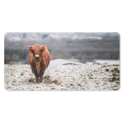 Produktbild von MuchoWow® Mauspad Mousepad Schottischer Highlander - Schnee - Berg 60x30 cm - Mousepads - Maus Mat - Pad - Mausunterlage - Nachhaltig