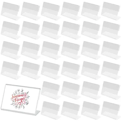 Immagine prodotto di Supporto per etichette 42 pezzi - Supporti per etichette trasparenti - Autoadesivi - Acrilico - Ufficio/Negozi - 6 x 4,3 x 2 cm