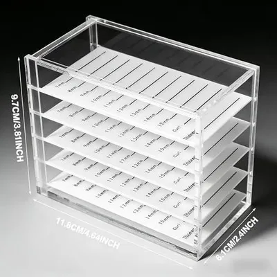 Produktbild von Wimpern-Aufbewahrungsbox mit 5 Schichten, Wimpernhalter und transparentem Acryldesign für professionelle Schönheitssalons und Schminkwerkzeuge