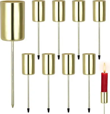 Produktbild von Weihnachtskranz Kerzenhalter - Goldener Metallengriff - 8 Stücke - Ø 2,5 cm
