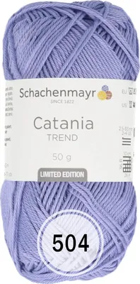 A ball of purple yarn with a label.