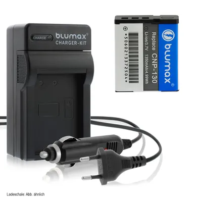 Produktbild von 1x Akku + Lader für Casio NP-130 EX-ZR100, EX-ZR200, EX-ZR3001350 mAh (3,7V)