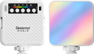 Zdjęcie produktu dla Desiontal iReal X1 Pocket RGB video light, video conference light, LED fill light, 3000 K-4800 K-6500 K, 8-stopniowa jasność, 9 efektów świetlnych, wbudowany akumulator z 3 mocowaniami do zimnej stopki